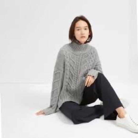 Everlane wool-cashmere cable turtleneck / gray / size XS - Picture 1 of 3